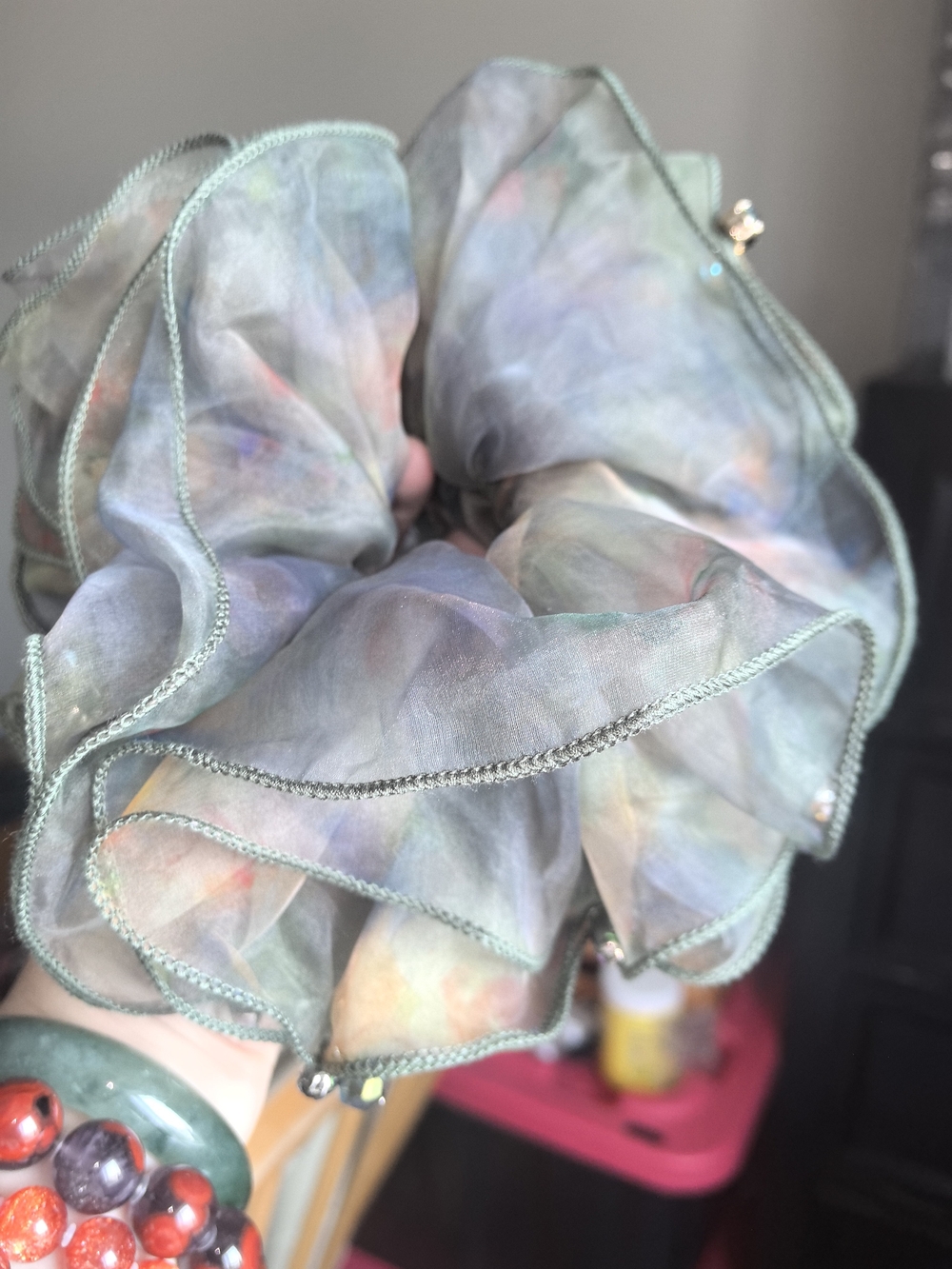 handmade Swaroski crystal  Scrunchie in Multicolor